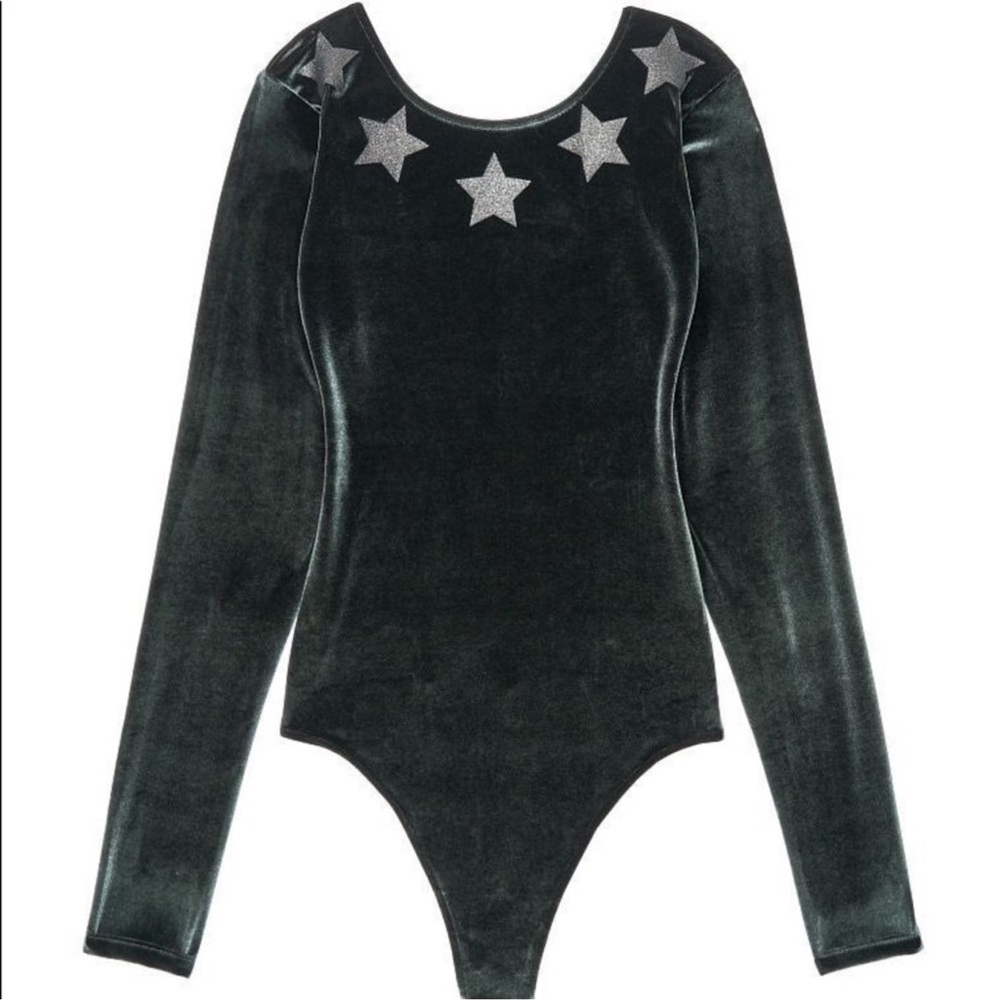 Victorias Secret Green Velour Star Bodysuit size Large - Picture 2 of 9